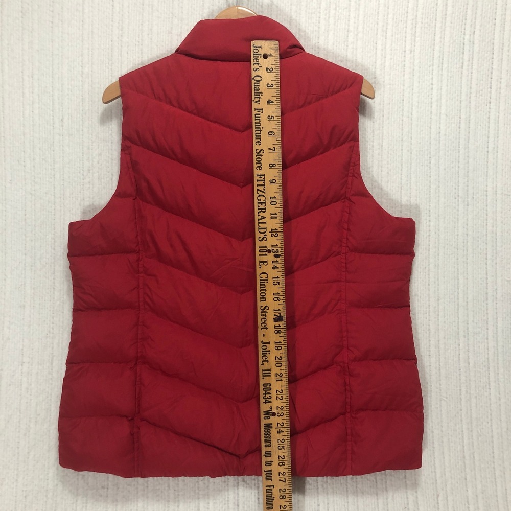 Lands' End Mens Red Down Puffer Vest Chevron Quilted Full Zip Size L 14-16 - Picture 7 of 8